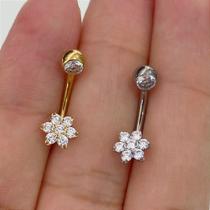 Piercing genital em titânio com flor pontinha dourada