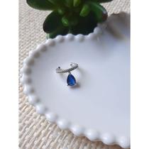 Piercing Gota Azul Folheado A Ródio Piercing Gota Azul Folheado A Ródio