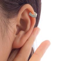 Piercing Hélix Argola em Prata Legítima 925 Com Zircônias Orelha Cartilagem