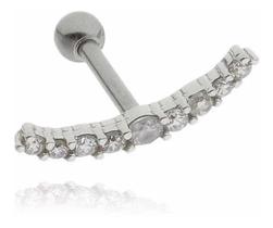 Piercing Hélix Cartilagem Orelha Aço Cluster Cravejado de Zircônias.