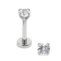 Piercing Labret Aço Cirúrgico com Zircônias Ponto de Luz 3mm