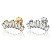 Piercing Labret Cluster Aurora Baguete Rosca Interna Titânio G23 Ouro PVD Cor:Prateado