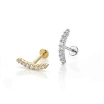 Piercing Labret Cluster Zircônias Push Pin Sem Rosca Aço Cirúrgico 316L Ouro PVD Cor:DouradoTamanho:8mm (M)