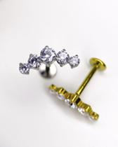 Piercing Labret com Cluster de 5 Zircônias em Titânio - Alta Qualidade