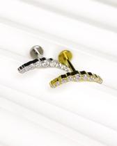 Piercing Labret com Cluster Slim em Titânio com Zircônias