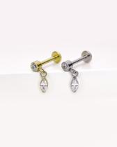 Piercing Labret com Cristal e Pingente Navet - Titânio de Alta Qualidade
