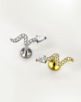 Piercing Labret com Mini Serpente de Zircônias em Titânio - Joia Estilosa e Autêntica