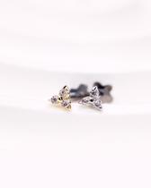 Piercing Labret com Mini Trinity e Zircônias - Ouro 14k