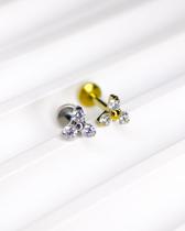 Piercing Labret com Trinity de Zircônias Atria - Titânio Premium para Perfurações Auriculares e Bucais
