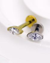 Piercing Labret com Zircônia Navet em Titânio - Joia Minimalista