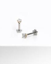Piercing Labret com Zircônia Solitário 2mm - Ouro 14k - Joia Elegante