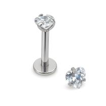 Piercing Labret Coração Aço Cirúrgico com Zircônias