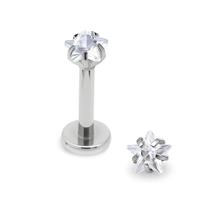 Piercing Labret Estrela Aço Cirúrgico com Pedras Zircônias