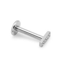 Piercing Labret Mini Barra em Titânio com 3 Zircônias Rosca Interna