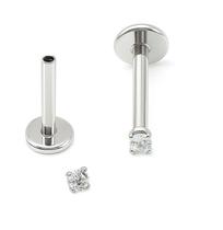 Piercing Labret Ponto de Luz Aço Cirúrgico com Pedra Zircônia Rosca Interna