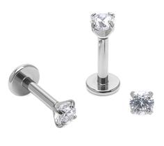 Piercing Labret Ponto de Luz Titânio com Zircônias Rosca Interna Piercing Labret Ponto de Luz Titânio com Zircônias Rosca Interna