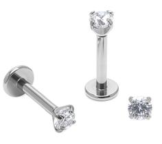 Piercing Labret Ponto de Luz Titânio com Zircônias Rosca Interna Piercing Labret Ponto de Luz Titânio com Zircônias Rosca Interna