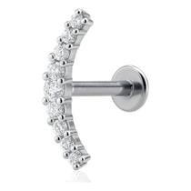 Piercing Labret Prata 925 Meia Lua Cravejado Com Pedras