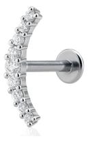 Piercing Labret Prata 925 Meia Lua Cravejado Com Pedras