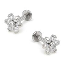 Piercing Labret Titânio Flor com Zircônias ou Opala Piercing Labret Titânio Flor com Zircônias ou Opala