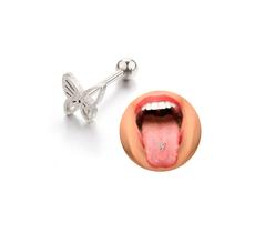 Piercing lingua modelo borboleta estilo moda delicado Cor:Prateado Piercing lingua modelo borboleta estilo moda delicado Cor:Prateado