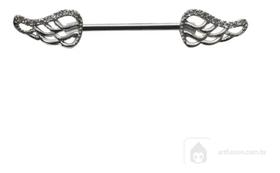 Piercing Mamilo Aço Cirúrgico Asas com Pedras Piercing Mamilo Aço Cirúrgico Asas com Pedras