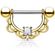 Piercing Mamilo Aço Cirúrgico Shield 1.6mm Rose Gold Par Dourado 2 Unidades 1 Par Presente