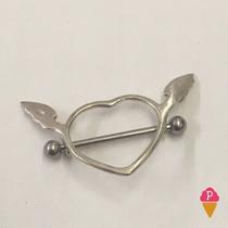 Piercing Mamilo de Coração Alado em Prata
