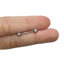 Piercing Mamilo Reto com Zircônia Aço Cirúrgico 316l