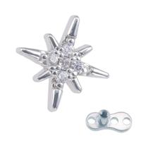 Piercing Micro Dermal G23 Em Titânio Com Zircônia Cúbica Em Forma De Estrela Piercing Micro Dermal G23 Em Titânio Com Zircônia Cúbica Em Forma De Estrela