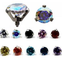 Piercing Microdermal Topo Zirconia Pedra 4mm Aço Colorido -
