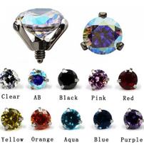 Piercing Microdermal Topo Zirconia Pedra 4mm Aço Colorido -