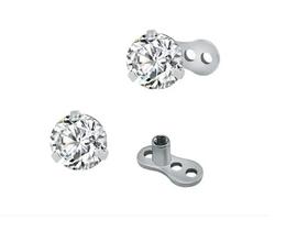 Piercing Microdermal Zirconia Pedra Cristal 4Mm Aço