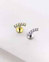 Piercing Mini Cluster Curvo com Zircônias em Titânio - Joia Minimalista