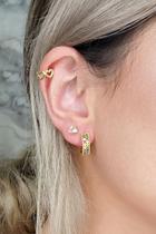 Piercing Mini Coração Banhado Em Ouro 18k Cor:dourado