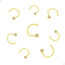 Piercing Nariz anzol Ganchinho Nostril Zircônia Brilhante Ouro 18K 17573 K015