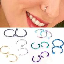 Piercing Nariz Argola Falso Fake - 01 Prata E 01 Preto