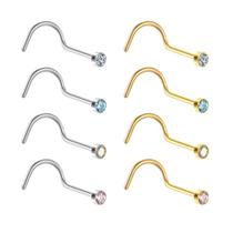 Piercing Nariz Flor Zircônia Aço 316L PVD Gold Cor:PrateadoTamanho:Rosa