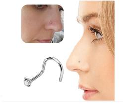 Piercing Nariz Nostril Aço Pedra Zirconia 2Mm Pt De Luz