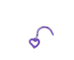 Piercing Nariz Nostril Chapa Coração Aço Cirúrgico Roxo