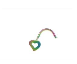 Piercing Nariz Nostril Chapa Coração Aço Cirúrgico Roxo