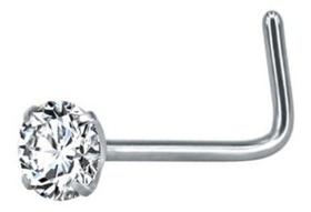 Piercing Nariz Nostril Pedra Zirconia 2 Mm Pt De Luz Haste L