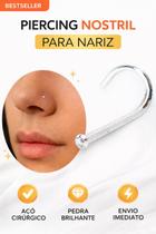 Piercing Nariz Nostril Ponto De Luz Pedrinha Pequena Prata Minimalista L Aço