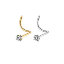 Piercing Nariz Pedra Quadrada Aço Cirúrgico Ouro PVD