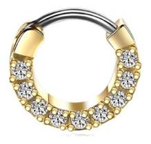 Piercing Nariz Septo Dourado Pedra Zirconia Daith Aço 8,5 Mm Piercing Nariz Septo Dourado Pedra Zirconia Daith Aço 8,5 Mm