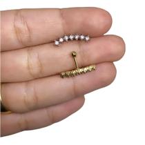 Piercing Orelha Cluster Mini Zircônias Folheado Ouro Amarelo e Branco