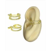 Piercing Orelha Conch Duplo Dourado Com Pedra
