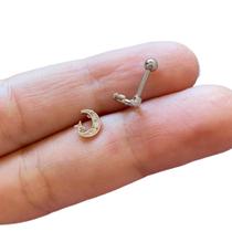 Piercing Orelha Lua Mini Estrela Delicada Aço Cirúrgico 316l Piercing Orelha Lua Mini Estrela Delicada Aço Cirúrgico 316l
