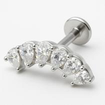 Piercing Orelha Prata 925 Cravejado Brilhante Fino Delicado