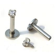 Piercing Orelha Reto Ponto De Luz Labret Com Pedra